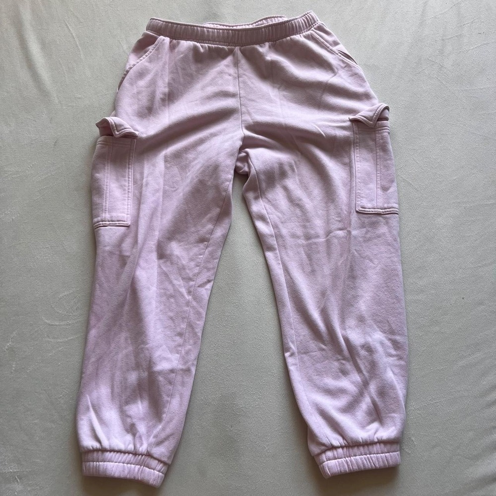 Light Baby Pink Cargo Sweatpants Pockets Coquette Loungewear Cute Feminine